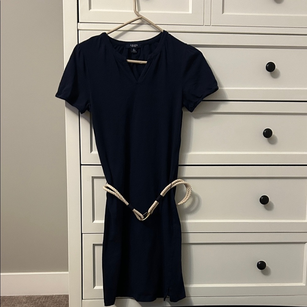 Navy Mini Dress with Rope Accent
